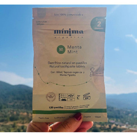 Dentífrico en pastilla bio - Bolsa compostable 120 u MENTA (CON FLÚOR)